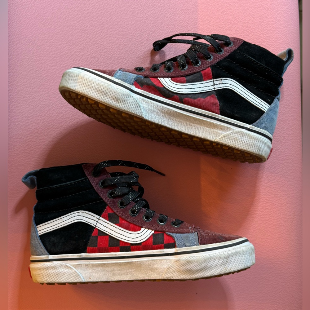 Vans Kids High-Top Sneakers - Red, Black, and White